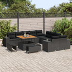 Garden Sofa Set 13 pcs Black Poly Rattan