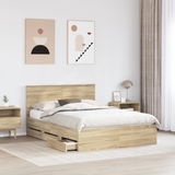 Bed Frame with Drawer Sonoma Oak 150 x 200 cm Engineered Wood - Side View
