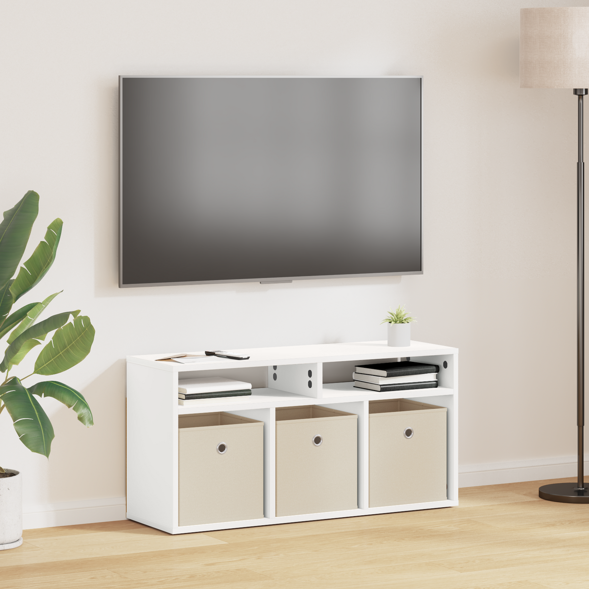 Lowboard with Drawer White 87 x 27.5 x 43 cm