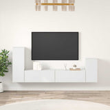 4 Piece TV Cabinet Set White Engineered Wood