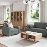 Sofa 3 pcs Dark Grey 219 x 80 x 82 cm Linen-blend fabric - Side View