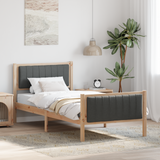 Bed frame Brown and dark grey 90 x 190 cm Solid pine wood - Side View
