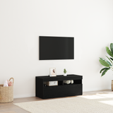 TV Cabinet with LED Black Oak 90 x 35 x 40 cm Engineered Wood - Side View