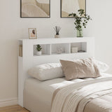 LED Headboard White 140 cm Engineered Wood - Side View