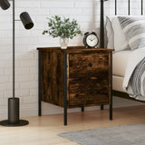Bedside Cabinet Smoked Oak 40x42x50 cm Engineered Wood - Front View