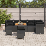 Garden Sofa Set 9 pcs Black Poly rattan and powder-coated steel