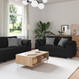 Sofa 3 pcs Black 219 x 80 x 82 cm Linen-blend fabric - Front View