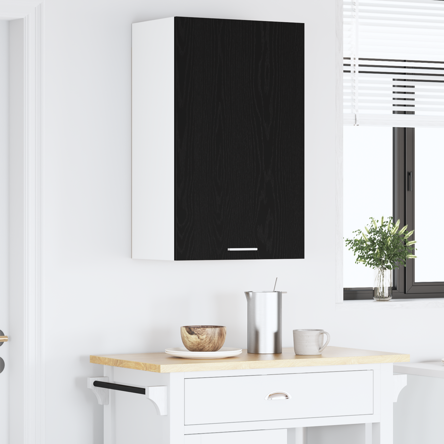 Hanging Cabinet Black Oak and White 50 x 31 x 80 cm