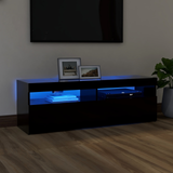 TV Cabinet with LED Lights Black 120x35x40 cm - Front View