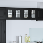 Wall Glass Cabinet PORTO 2 pcs Black Engineered Wood