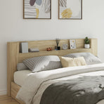 Headboard Cabinet with LED Sonoma Oak 220 cm