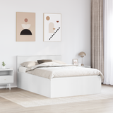 Bed Frame with Headboard White 150 x 200 cm Engineered Wood - Side View