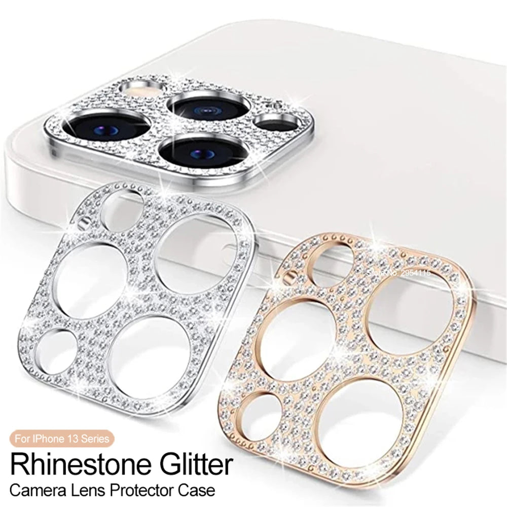 Diamond Metal Camera Lens Protector Glass For iPhone 11 14 15 Pro Max Plus 13 12 Mini Plus Full Cover Camera Lens Protector Case