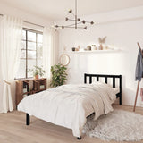 Bed Frame without Mattress Black Solid Wood 90x190 cm - Front View