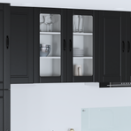 Wall Glass Cabinet PORTO 2 pcs Black Engineered Wood
