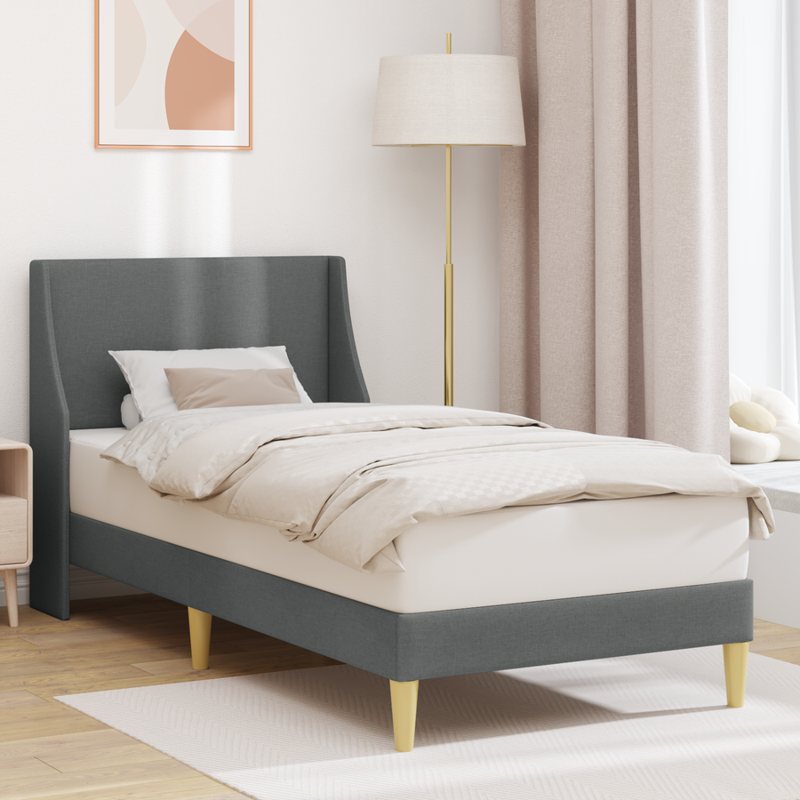 Bed Frame with Headboard Dark Grey 90 x 190 cm Fabric
