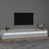 TV Cabinet with LED Lights White 270x35x40 cm - Side View