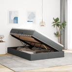 Storage Bed with Mattress Dark Grey 137 x 190 cm Polyester
