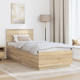 Bed Frame with Headboard Sonoma Oak 90 x 190 cm Engineered Wood - Side View