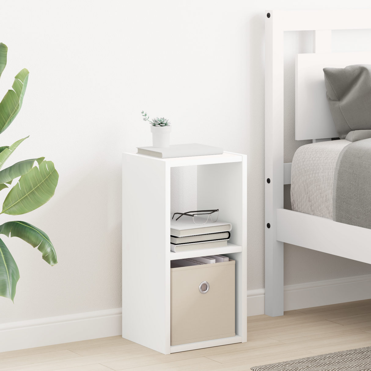 Bedside Table 2 pcs White 25.5 x 22 x 49.5 cm Engineered Wood