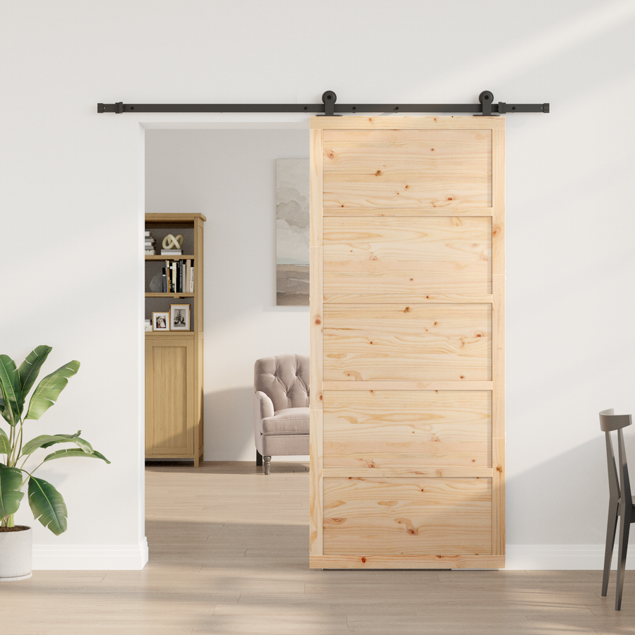 Sliding Door 80 x 208 cm Solid Pine Wood Natural