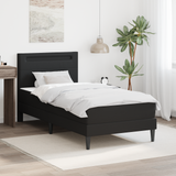 Bed Frame with LED Strip Lights Black 90 x 190 cm Faux Leather - Side View