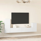 4 Piece TV Cabinet Set White Engineered Wood - Side View