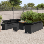 Garden Sofa Set Black Poly Rattan