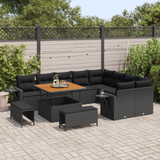 Garden Sofa Set with Cushion 13 pcs Black Poly Rattan