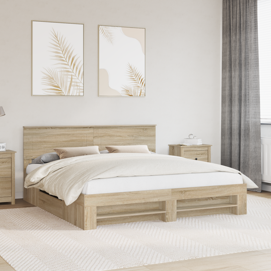 Bed Frame Sonoma Oak 180 x 200 cm Engineered Wood