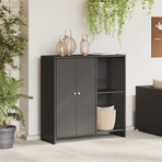 Storage Cabinet with Shelf Black 100 x 36 x 102 cm Rattan