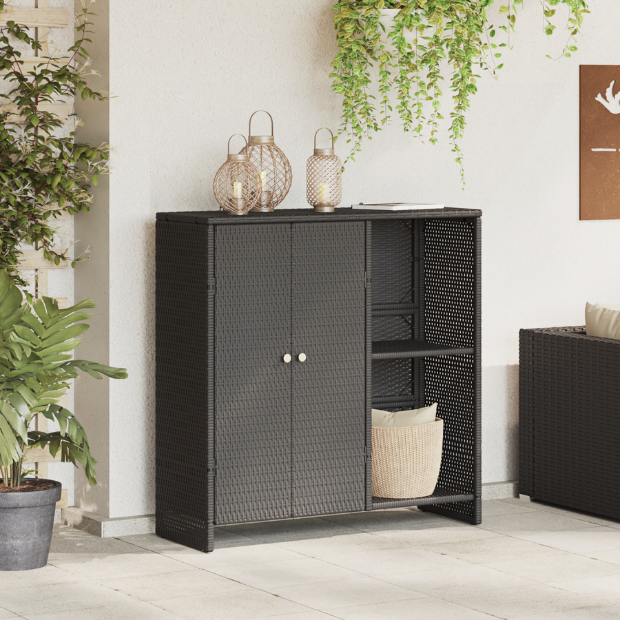 Storage Cabinet with Shelf Black 100 x 36 x 102 cm Rattan