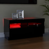 TV Cabinet with LED Lights Black 80x35x40 cm - Side View