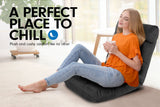 Adjustable Cushioned Floor Gaming Lounge Chair 100 x 50 x 12cm - Black - Side View