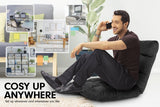 Adjustable Cushioned Floor Gaming Lounge Chair 100 x 50 x 12cm - Black - 45-Degree Angle