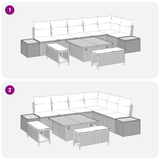 Garden Sofa Set 9 pcs Black Poly Rattan and Powder-coated Steel - Low Angle
