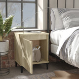 Bed Cabinet with Metal Legs Sonoma Oak - Side View