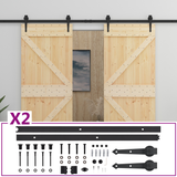 Sliding Door 2 pcs Natural and Black Solid Pine Wood