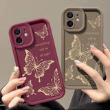 Shockproof Butterfly Case For iPhone 15 Pro Max Luxury Soft Silicone Phone Back Bumper Cover For iPhone 14 13 12 16 Pro Max 11 - Front View
