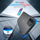 Shockproof Armor Matte Case For iPhone 16 15 14 Plus 13 11 12 Pro Max Luxury Silicone Bumper Clear Hard PC Back Cover Capa - 45-Degree Angle