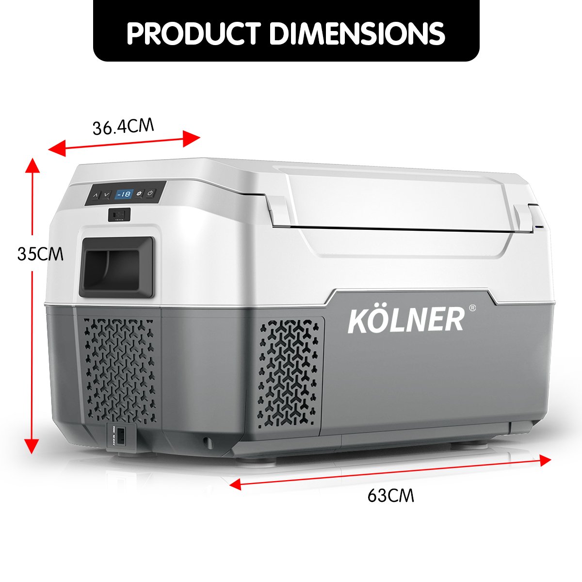 Kolner 20L Portable Camping Fridge Cooler Freezer Refrigerator Grey