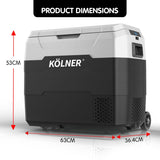 Kolner 50L Portable Fridge Cooler Freezer Refrigerator w/ Trolley - Low Angle