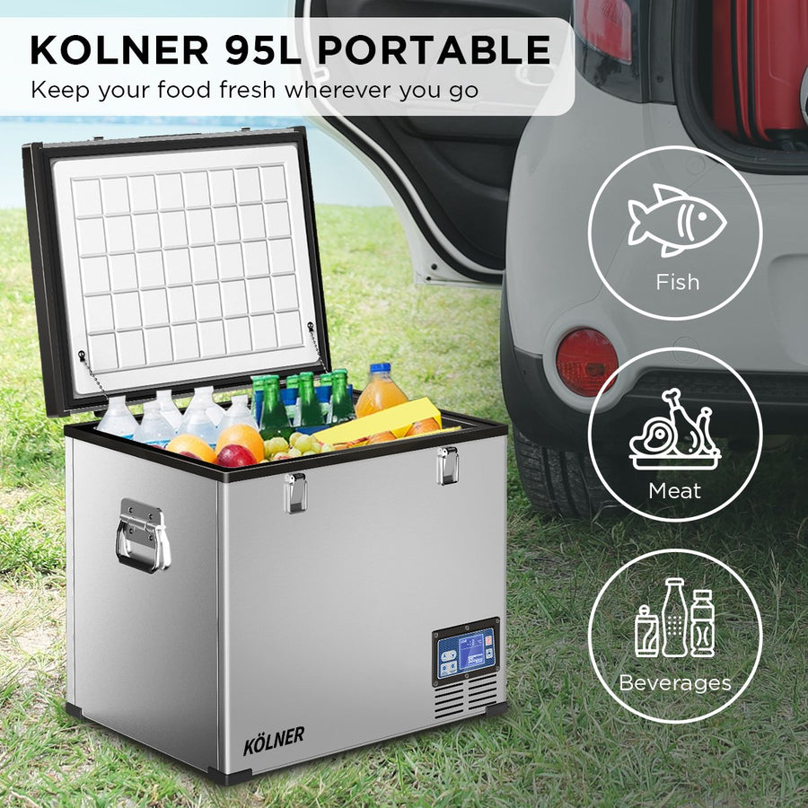 Kolner 95L Stainless Steel Portable Fridge Chest Camping Freezer