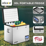 Kolner 95L Stainless Steel Portable Fridge Chest Camping Freezer