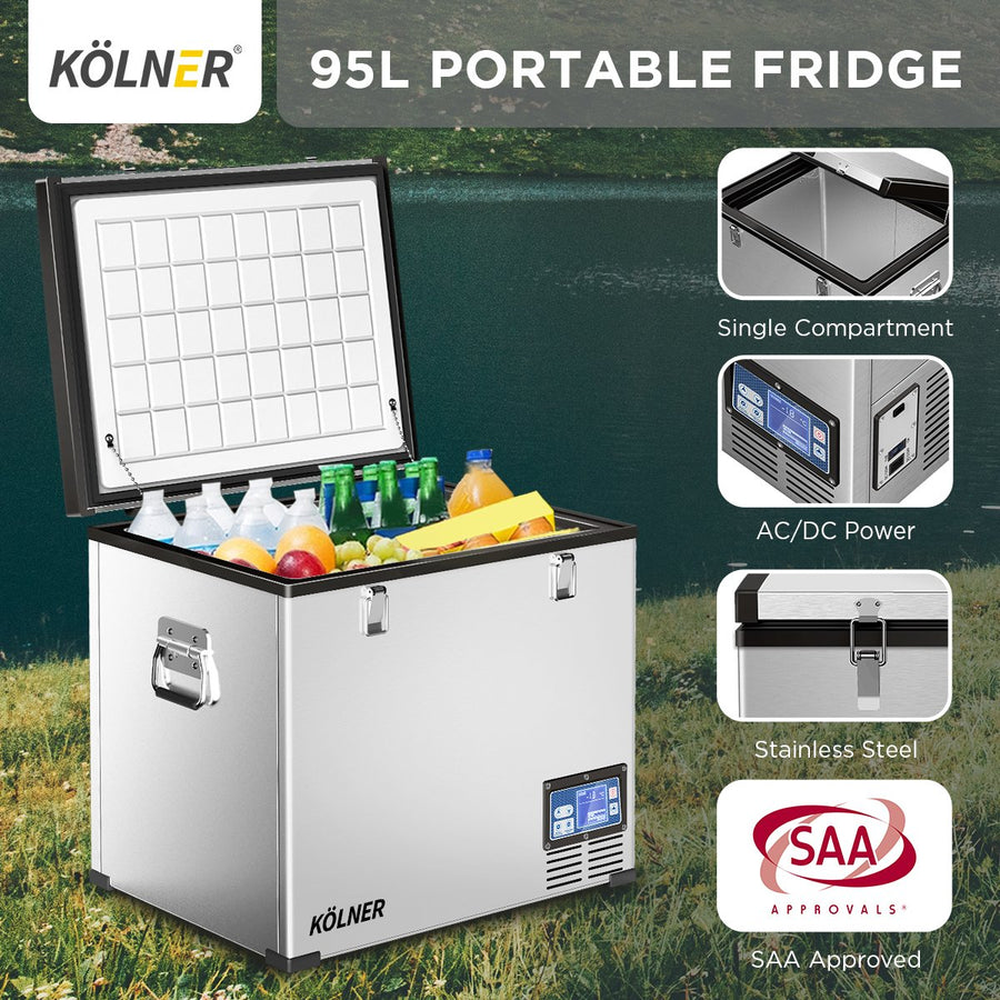 Kolner 95L Stainless Steel Portable Fridge Chest Camping Freezer
