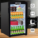 Kolner 100L Mini Bar Wine Fridge Glass Door Beverage Cooler Drinks Refrigerator - Top-Down View