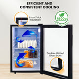 Kolner 100L Mini Bar Wine Fridge Glass Door Beverage Cooler Drinks Refrigerator - 45-Degree Angle