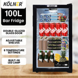 Kolner 100L Mini Bar Wine Fridge Glass Door Beverage Cooler Drinks Refrigerator - Extra Image