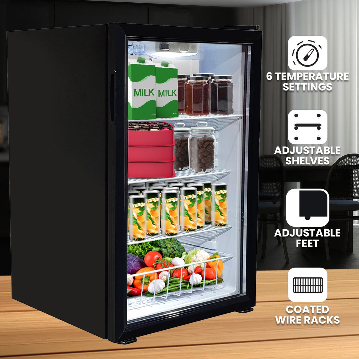 Kolner 130L Mini Bar Fridge Wine Drinks Glass Door Beverage Cooler Refrigerator