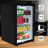 Kolner 130L Mini Bar Fridge Wine Drinks Glass Door Beverage Cooler Refrigerator - Top-Down View
